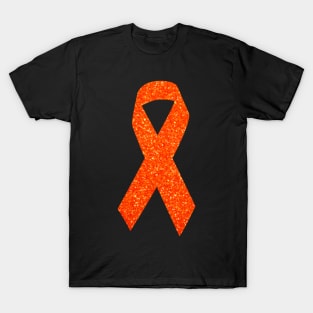 Orange Faux Glitter Awareness Ribbon T-Shirt